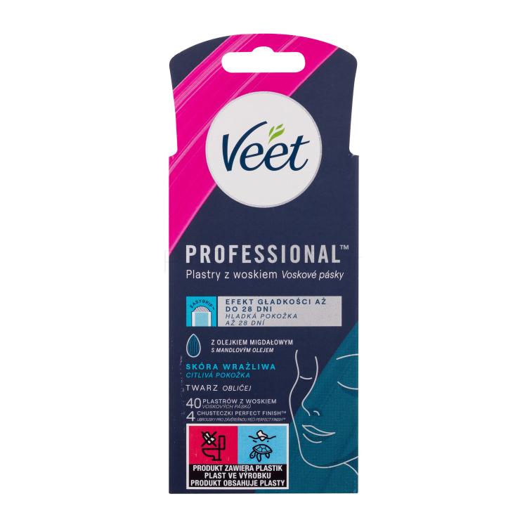 Veet Professional Wax Strips Face Sensitive Skin Προϊόν αποτρίχωσης για γυναίκες 40 τεμ