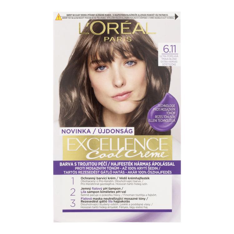 L&#039;Oréal Paris Excellence Cool Creme Βαφή μαλλιών για γυναίκες 48 ml Απόχρωση 6,11 Ultra Ash Dark Blond