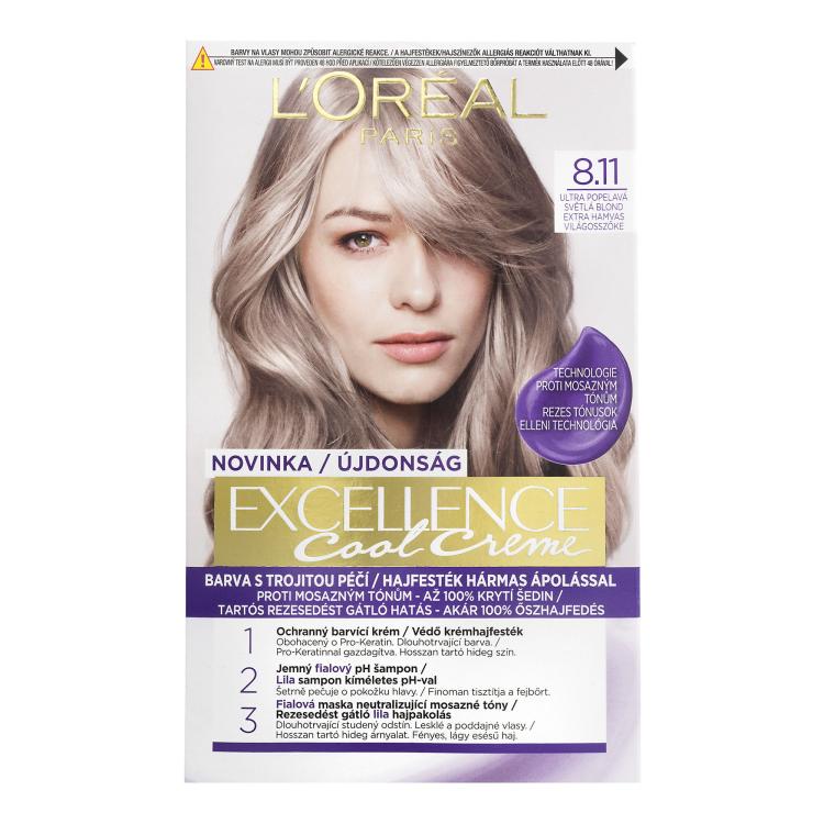 L&#039;Oréal Paris Excellence Cool Creme Βαφή μαλλιών για γυναίκες 48 ml Απόχρωση 8,11 Ultra Ash Light Blond