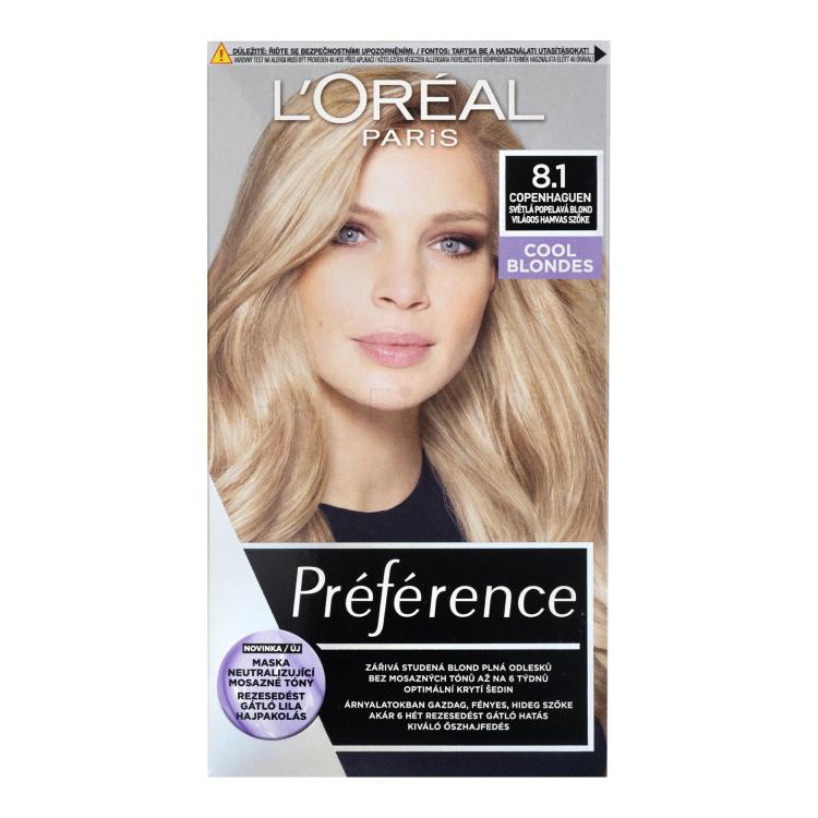 L&#039;Oréal Paris Préférence Βαφή μαλλιών για γυναίκες 60 ml Απόχρωση 8,1 Copenhaguen