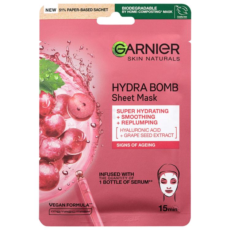 Garnier Skin Naturals Hydra Bomb Natural Origin Grape Seed Extract Μάσκα προσώπου για γυναίκες 1 τεμ