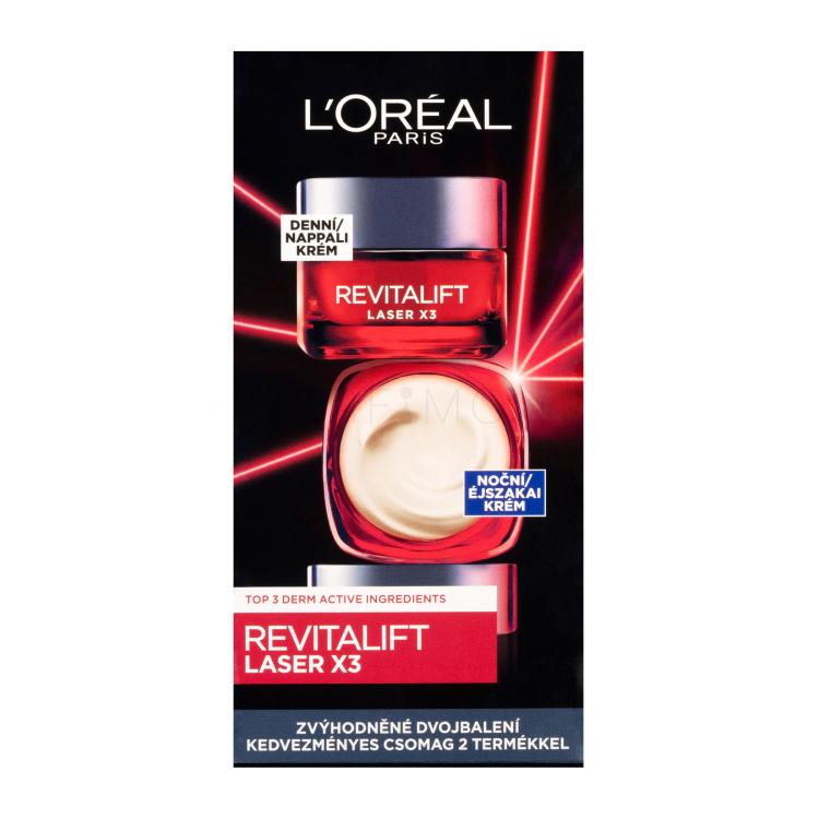 L&#039;Oréal Paris Revitalift Laser X3 Day Cream Σετ δώρου Κρέμα προσώπου ημέρας Revitalift Laser X3 50 ml + κρέμα προσώπου  νύχτας Revitalift Laser X3 50 ml