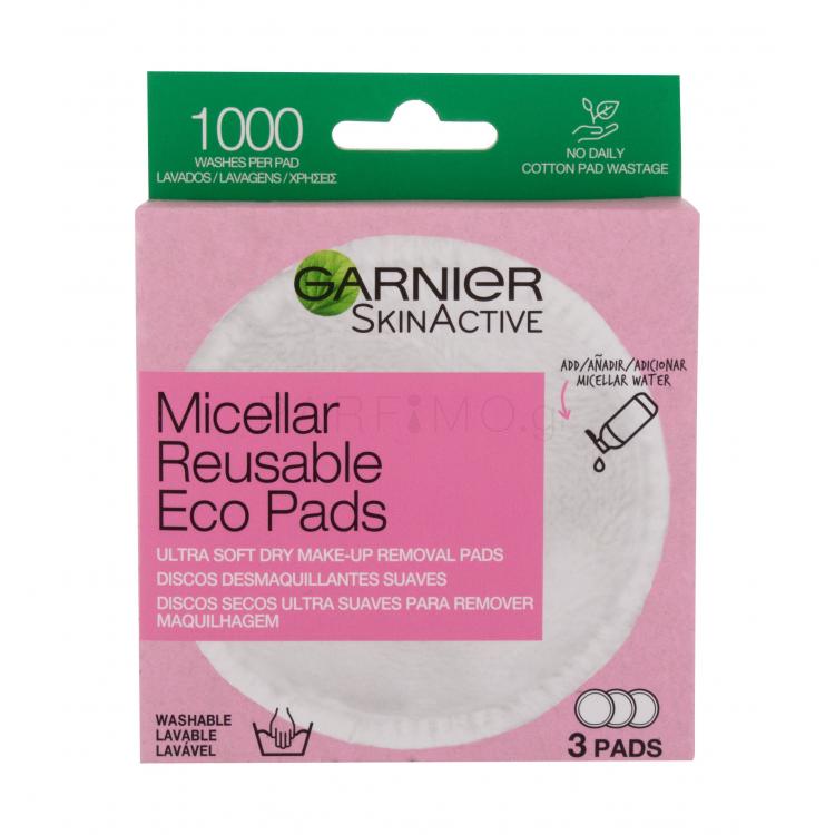 Garnier Skin Naturals Micellar Reusable Eco Pads Δίσκοι ντεμακιγιάζ για γυναίκες 3 τεμ