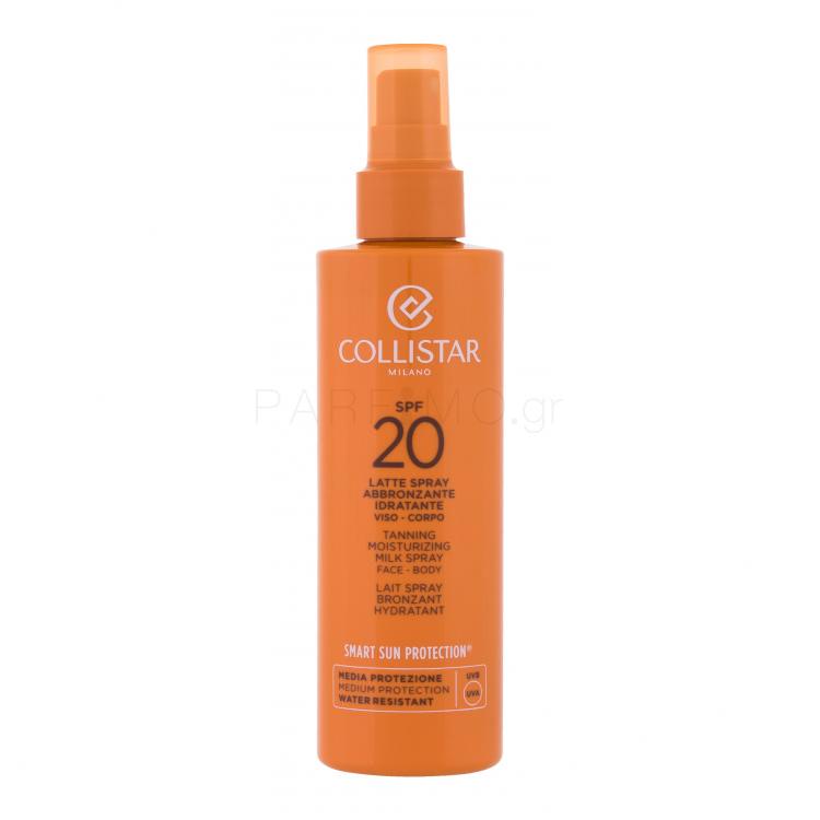Collistar Smart Sun Protection Tanning Moisturizing Milk Spray SPF20 Αντιηλιακό προϊόν για το σώμα 200 ml