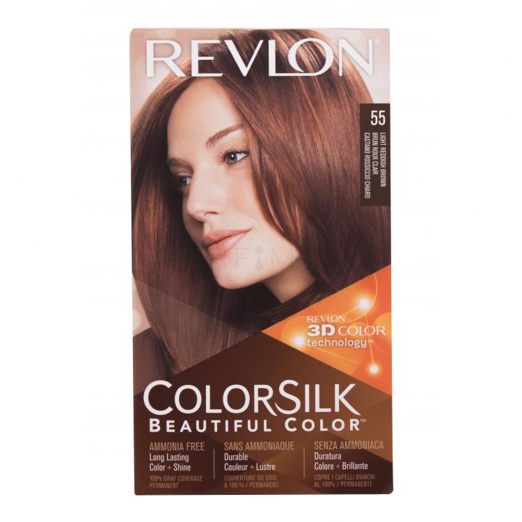 Revlon Colorsilk Beautiful Color Βαφή μαλλιών για γυναίκες Απόχρωση 55 Light Reddish Brown Σετ