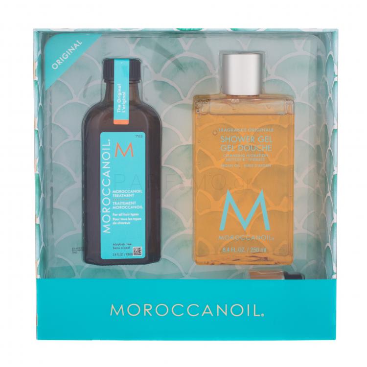 Moroccanoil Treatment Σετ δώρου λάδι μαλλιών 100 ml + αφρόλουτρο Fragrance Originale 250 ml + δοσομετρική αντλία
