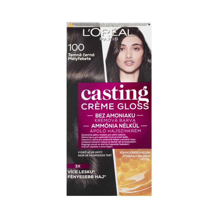 L&#039;Oréal Paris Casting Creme Gloss Βαφή μαλλιών για γυναίκες 48 ml Απόχρωση 100 Dark Black