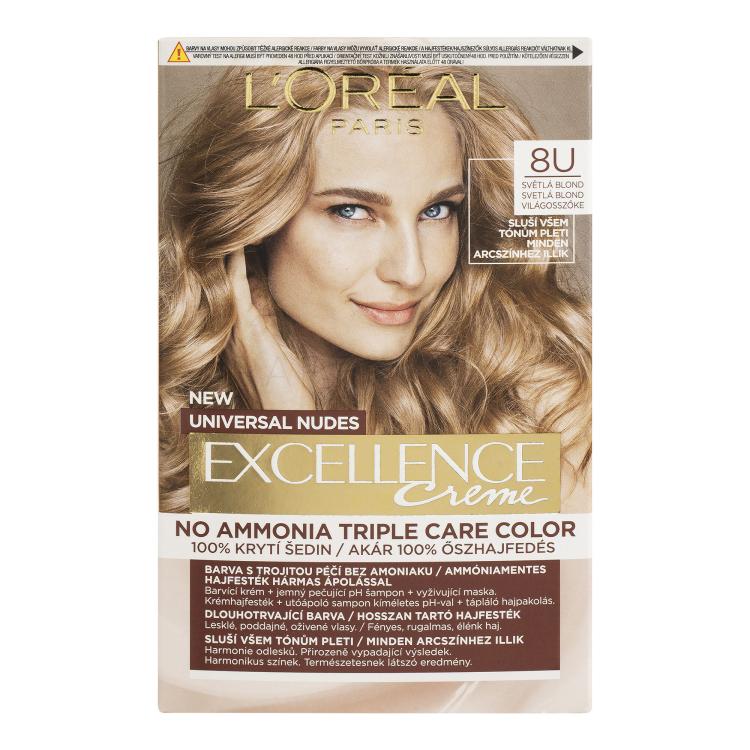 L&#039;Oréal Paris Excellence Creme Triple Protection Βαφή μαλλιών για γυναίκες 48 ml Απόχρωση 8U Light Blonde