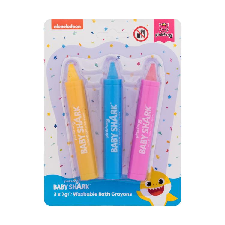 Pinkfong Baby Shark Washable Bath Crayons Σετ δώρου Κηρομπογιές Baby Shark 7 g Yellow + κηρομπογιές Baby Shark 7 g Blue + κηρομπογιές Baby Shark 7 g Pink