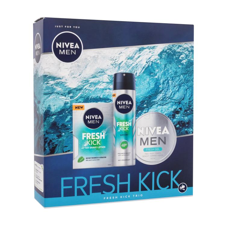 Nivea Men Fresh Kick Trio Σετ δώρου Κολόνια Men Fresh Kick 100 ml + αντιιδρωτικό Men Fresh Kick 150 ml + τζελ προσώπου, σώματος και χεριών Men Fresh Gel 150 ml