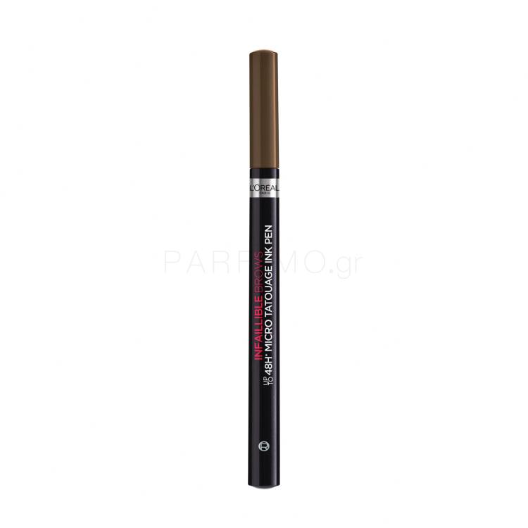 L&#039;Oréal Paris Infaillible Brows 48H Micro Tatouage Ink Pen Μολύβι για τα φρύδια για γυναίκες 1 gr Απόχρωση 3.0 Brunette