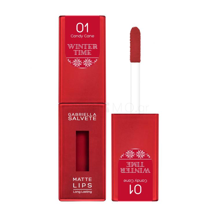 Gabriella Salvete Winter Time Matte Lips Κραγιόν για γυναίκες 4,5 ml Απόχρωση 01 Candy Cane