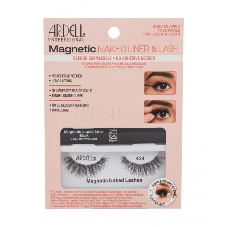 Ardell Magnetic Naked Lashes 424 Σετ δώρου Ψεύτικες βλεφαρίδες Magnetic Naked Lashes 420 1 τμχ + eyeliner Magnetic Liquid Liner 2,5 g Black