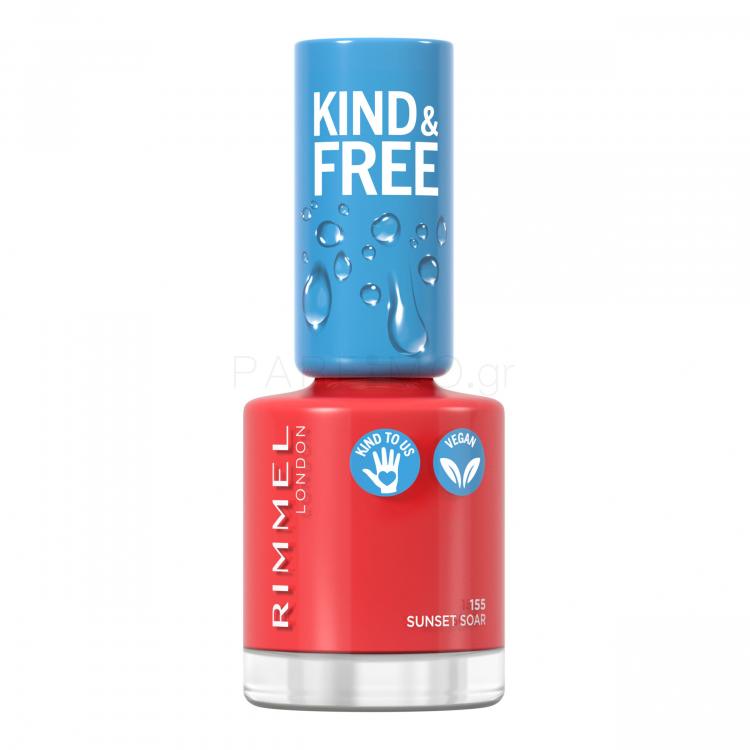 Rimmel London Kind &amp; Free Βερνίκια νυχιών για γυναίκες 8 ml Απόχρωση 155 Sunset Soar