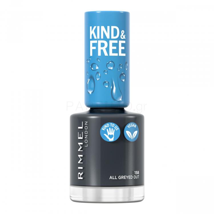 Rimmel London Kind &amp; Free Βερνίκια νυχιών για γυναίκες 8 ml Απόχρωση 158 All Greyed Out
