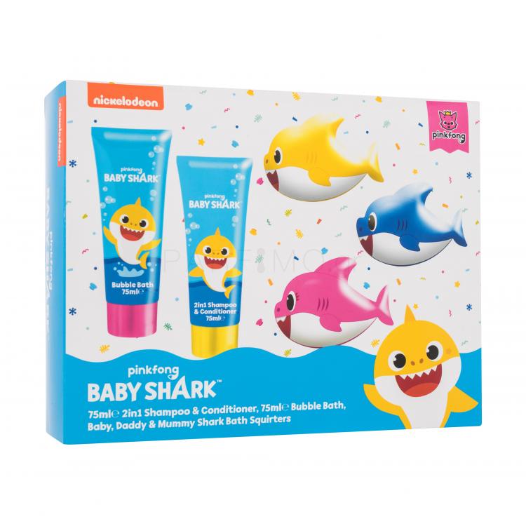 Pinkfong Baby Shark Gift Set Σετ δώρου Αφρός ντους Baby Shark 75 ml + 2in1 σαμπουάν και μαλακτικό Baby Shark 75 ml + παιχνίδι μπάνιου 3 τμχ