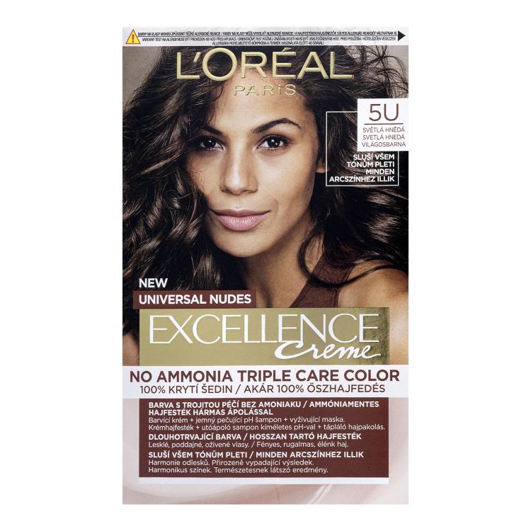 L&#039;Oréal Paris Excellence Creme Triple Protection Βαφή μαλλιών για γυναίκες 48 ml Απόχρωση 5U Light Brown