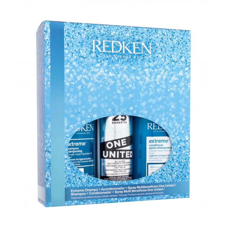 Redken Extreme Gift Set Σετ δώρου για γυναίκες Σαμπουάν Extreme 300 ml + μαλακτικό Extreme 300 ml + σπρέι για τη φροντίδα των μαλλιών One United 150 ml