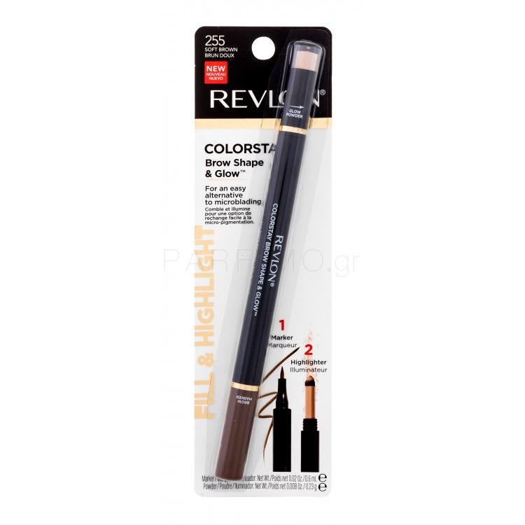 Revlon Colorstay Brow Shape &amp; Glow Μολύβι για τα φρύδια για γυναίκες 0,83 gr Απόχρωση 255 Soft Brown