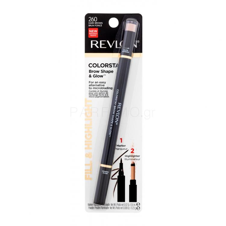 Revlon Colorstay Brow Shape &amp; Glow Μολύβι για τα φρύδια για γυναίκες 0,83 gr Απόχρωση 260 Dark Brown