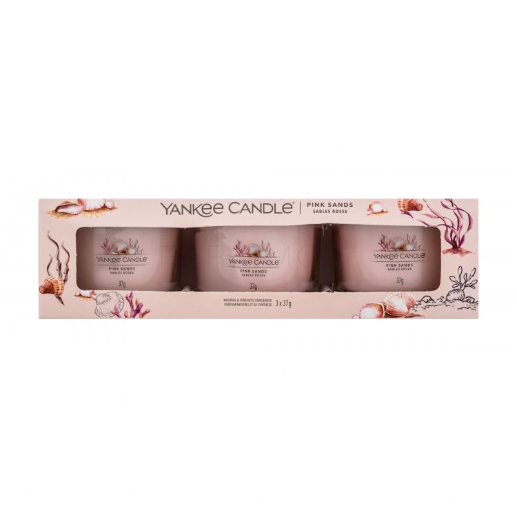 Yankee Candle Pink Sands Σετ δώρου Αρωματικά κεράκια 3 x 37 g