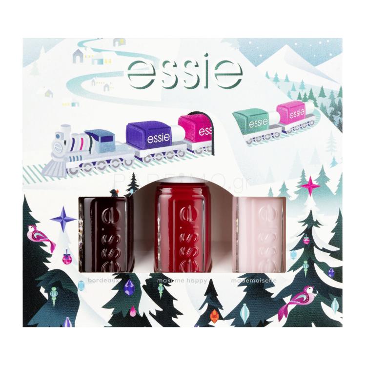 Essie Nail Polish Christmas Mini Trio Pack Σετ δώρου Βερνίκι νυχιών 15 ml + βερνίκι νυχιών 15 ml + βερνίκι νυχιών 15 ml