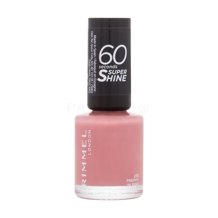 Rimmel London 60 Seconds Super Shine Βερνίκια νυχιών για γυναίκες 8 ml Απόχρωση 235 Preppy In Pink