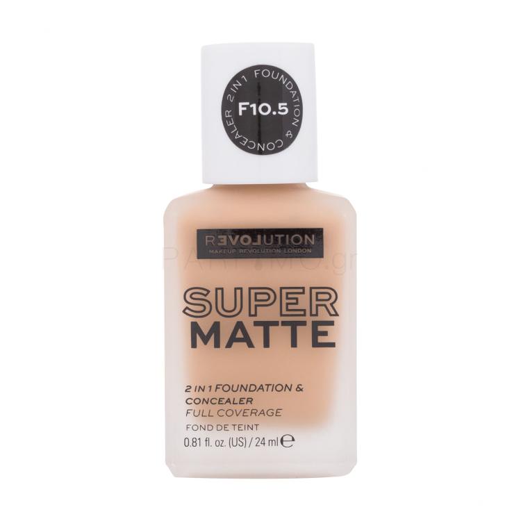 Revolution Relove Super Matte 2 in 1 Foundation &amp; Concealer Make up για γυναίκες 24 ml Απόχρωση F10.5