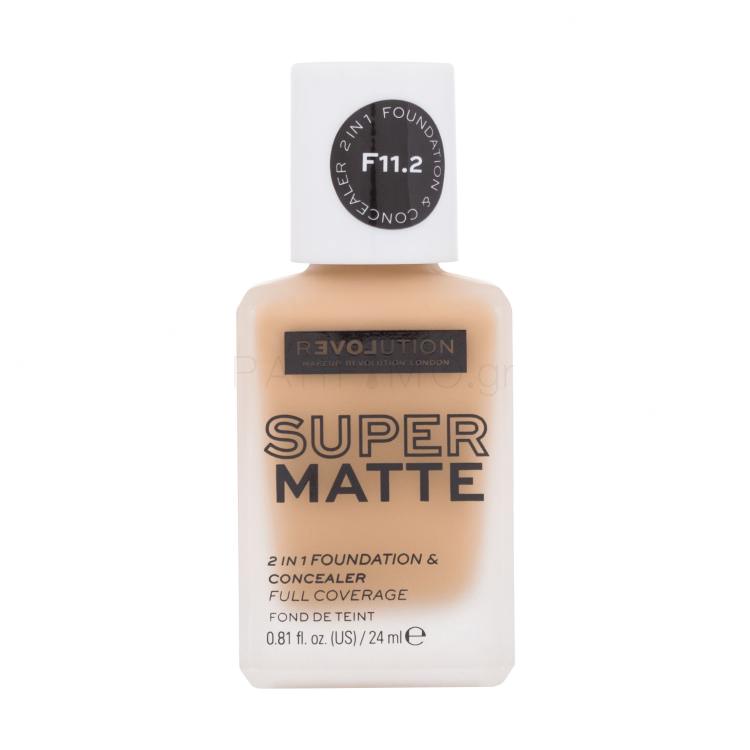 Revolution Relove Super Matte 2 in 1 Foundation &amp; Concealer Make up για γυναίκες 24 ml Απόχρωση F11.2