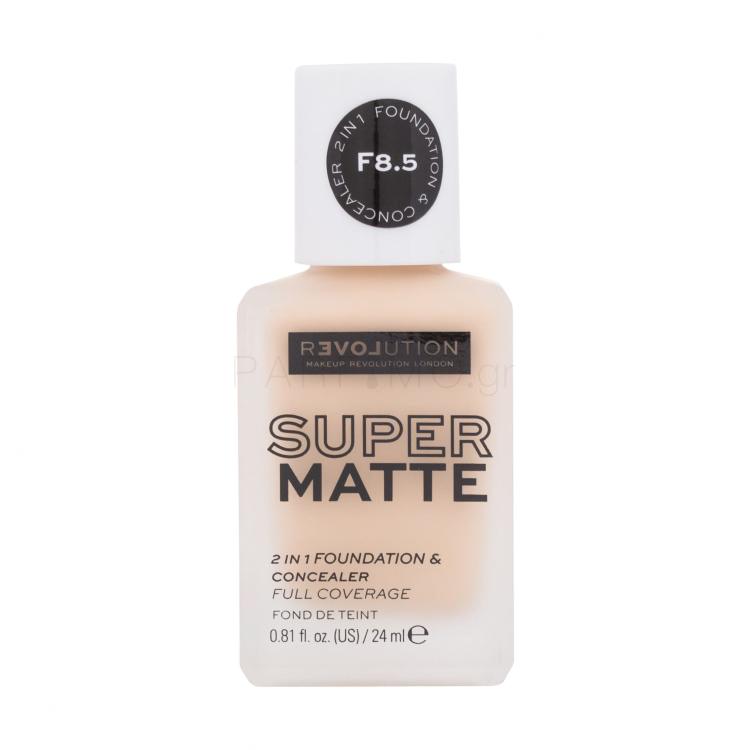 Revolution Relove Super Matte 2 in 1 Foundation &amp; Concealer Make up για γυναίκες 24 ml Απόχρωση F8.5