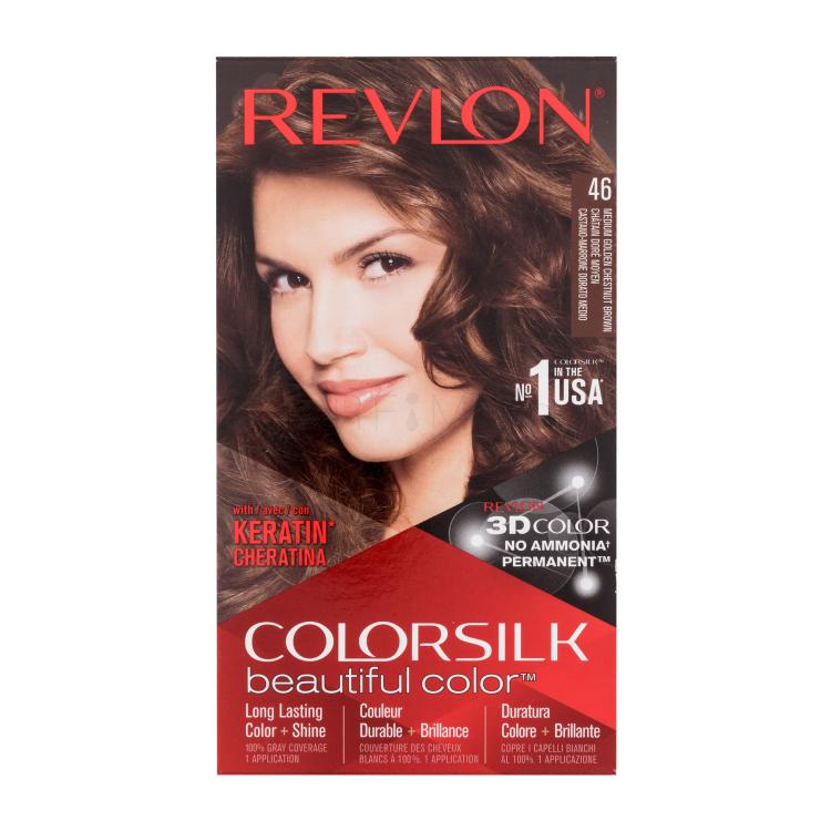 Revlon Colorsilk Beautiful Color Βαφή μαλλιών για γυναίκες Απόχρωση 46 Medium Golden Chestnut Brown Σετ