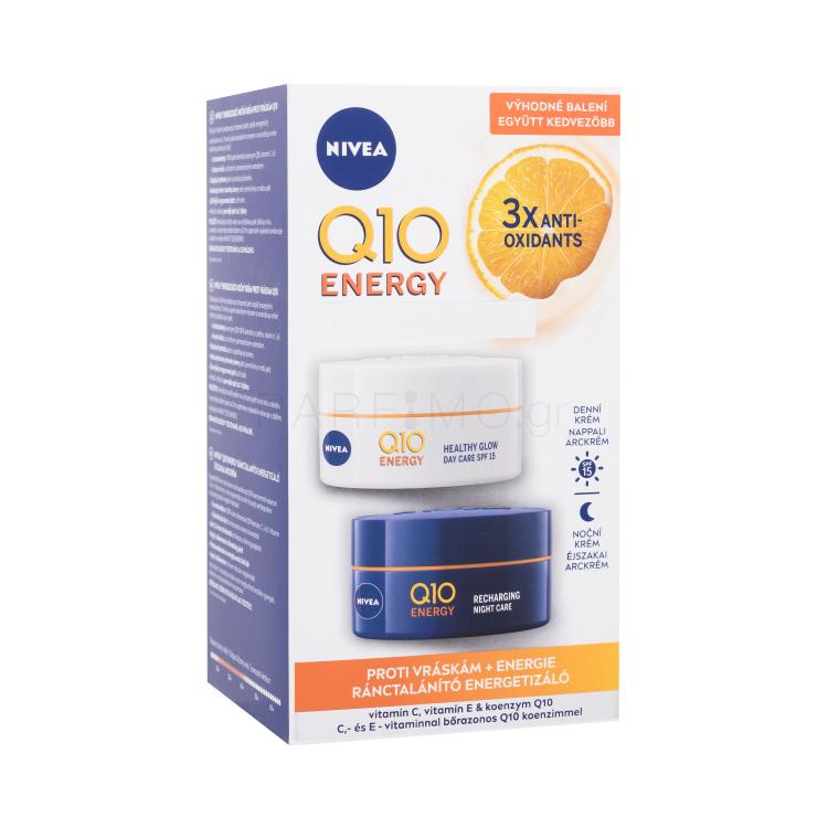 Nivea Q10 Energy Duo Pack Σετ δώρου Κρέμα προσώπου ημέρας Q10 Energy SPF15 50 ml + κρέμα προσώπου νύχτας Q10 Energy 50 ml