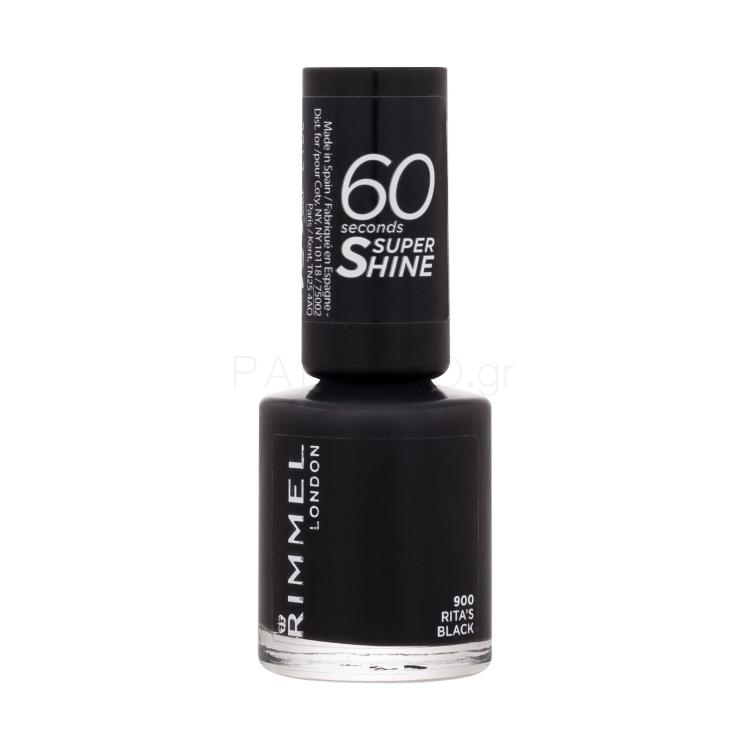 Rimmel London 60 Seconds Super Shine Βερνίκια νυχιών για γυναίκες 8 ml Απόχρωση 900 Rita´s Black