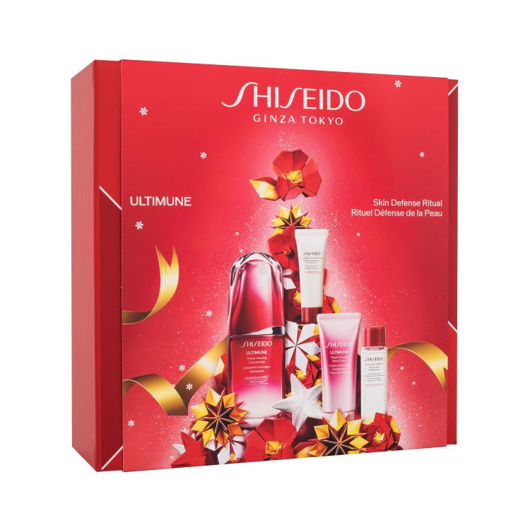 Shiseido Ultimune Skin Defense Ritual Σετ δώρου Ορός προσώπου Ultimune 50 ml + αφρός καθαρισμού προσώπου Clarifying Cleansing Foam 15 ml + τονωτικό προσώπου Treatment Softener 30 ml + κρέμα χεριών Ultimune 40 ml