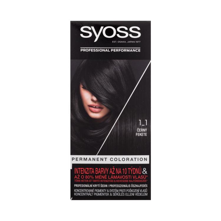 Syoss Permanent Coloration Βαφή μαλλιών για γυναίκες 50 ml Απόχρωση 1-1 Black