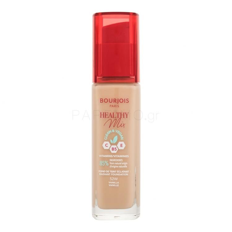 BOURJOIS Paris Healthy Mix Clean &amp; Vegan Radiant Foundation Make up για γυναίκες 30 ml Απόχρωση 52W Vanilla