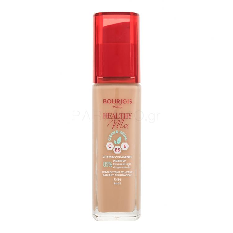 BOURJOIS Paris Healthy Mix Clean &amp; Vegan Radiant Foundation Make up για γυναίκες 30 ml Απόχρωση 54N Beige