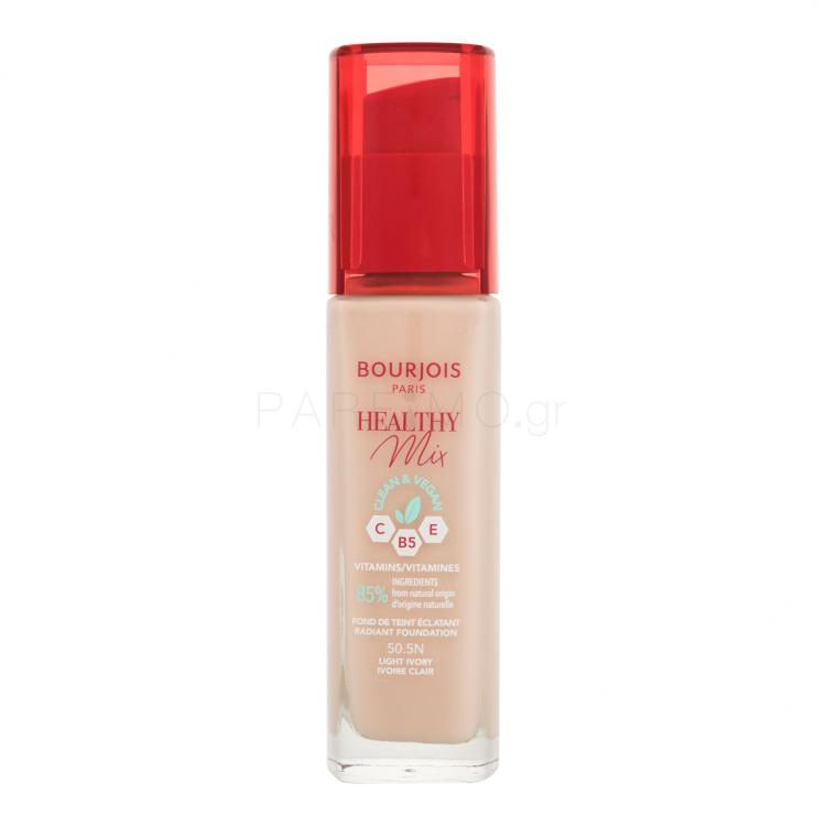 BOURJOIS Paris Healthy Mix Clean &amp; Vegan Radiant Foundation Make up για γυναίκες 30 ml Απόχρωση 50,5N Light Ivory