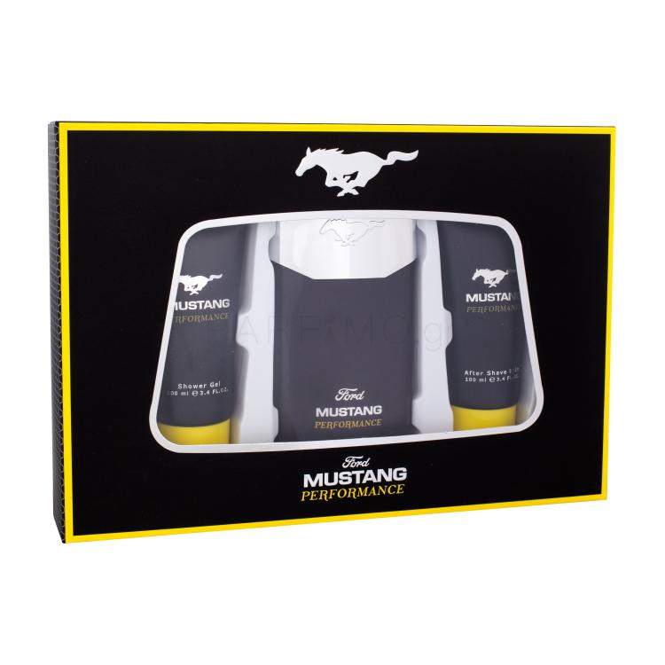 Ford Mustang Performance Σετ δώρου EDT 100 ml + αφρόλουτρο 100 ml + βάλσαμο για μετά το ξύρισμα 100 ml κατεστραμμένη συσκευασία
