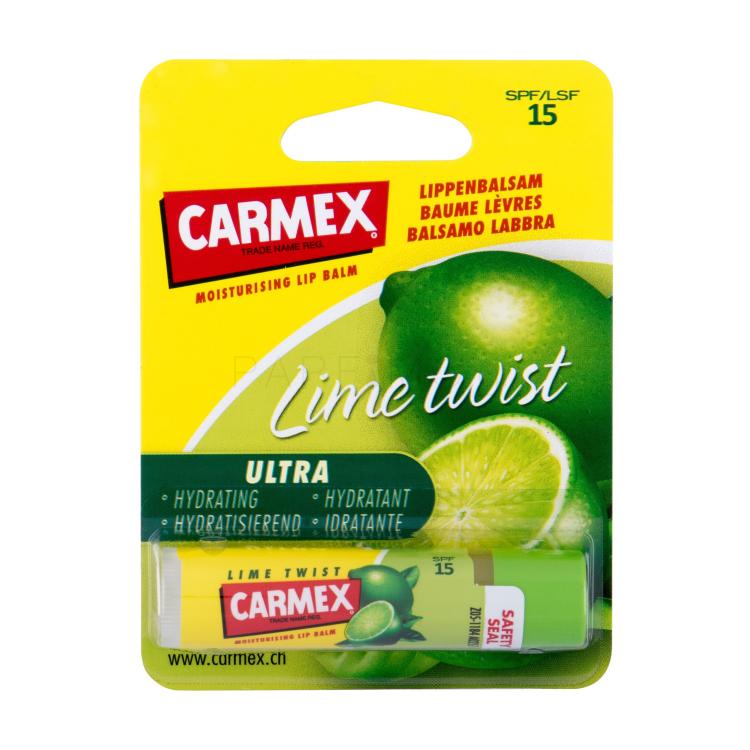 Carmex Ultra Moisturising Lip Balm Lime Twist SPF15 Βάλσαμο για τα χείλη για γυναίκες 4,25 gr κατεστραμμένο κουτί
