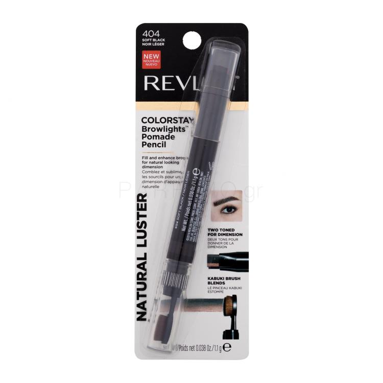 Revlon Colorstay Browlights Pomade Pencil Μολύβι για τα φρύδια για γυναίκες 1,1 gr Απόχρωση 404 Soft Black