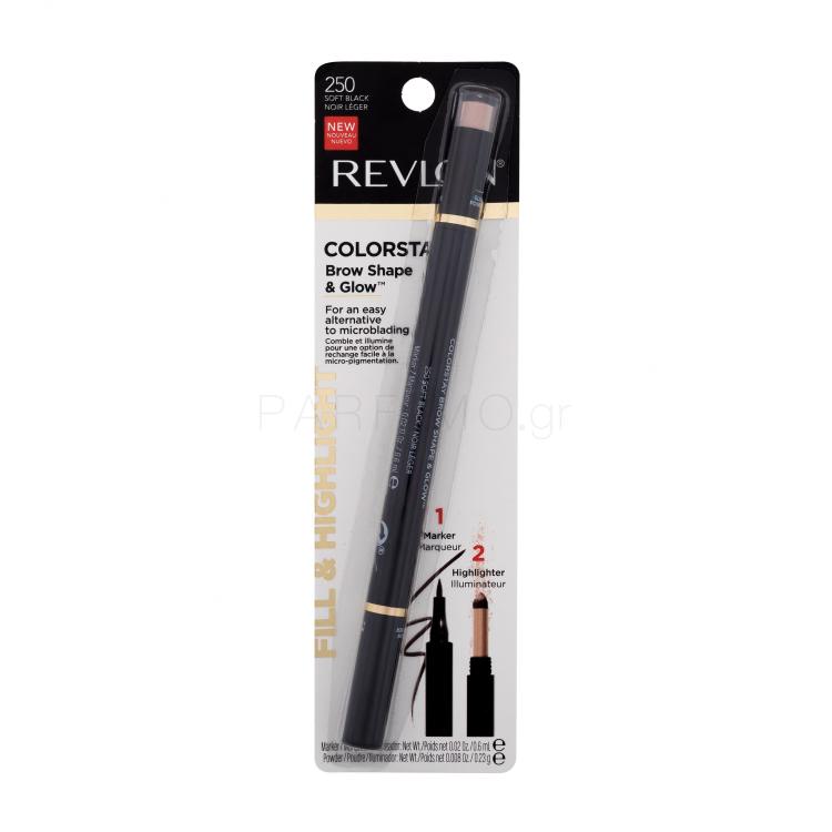 Revlon Colorstay Brow Shape &amp; Glow Μολύβι για τα φρύδια για γυναίκες 0,83 gr Απόχρωση 250 Soft Black