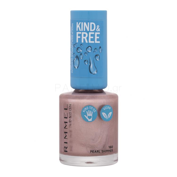 Rimmel London Kind &amp; Free Βερνίκια νυχιών για γυναίκες 8 ml Απόχρωση 160 Pearl Shimmer
