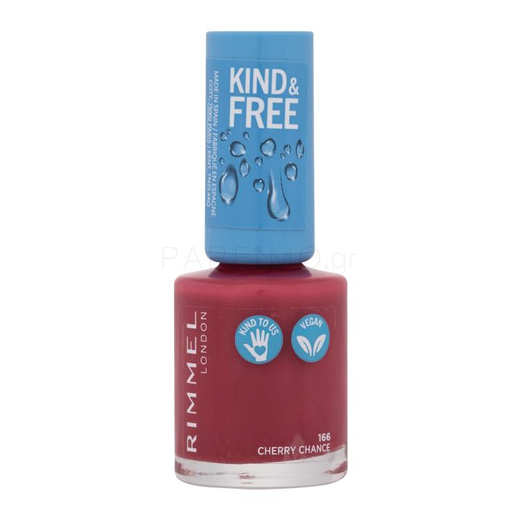 Rimmel London Kind &amp; Free Βερνίκια νυχιών για γυναίκες 8 ml Απόχρωση 166 Cherry Chance