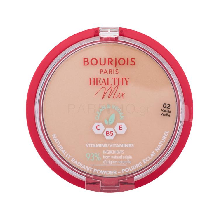 BOURJOIS Paris Healthy Mix Clean &amp; Vegan Naturally Radiant Powder Πούδρα για γυναίκες 10 gr Απόχρωση 02 Vanilla