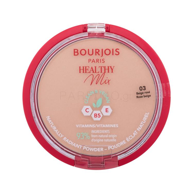 BOURJOIS Paris Healthy Mix Clean &amp; Vegan Naturally Radiant Powder Πούδρα για γυναίκες 10 gr Απόχρωση 03 Rose Beige