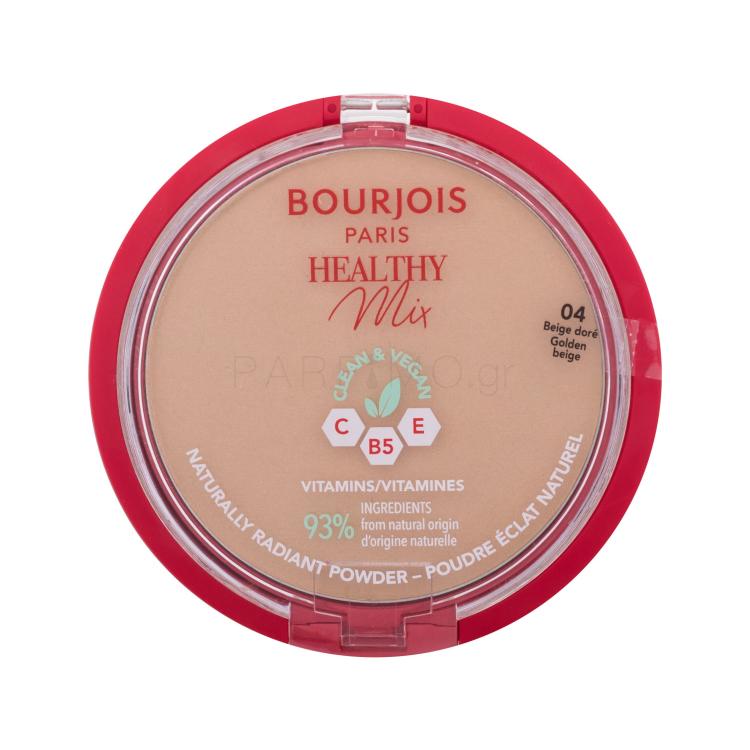 BOURJOIS Paris Healthy Mix Clean &amp; Vegan Naturally Radiant Powder Πούδρα για γυναίκες 10 gr Απόχρωση 04 Golden Beige