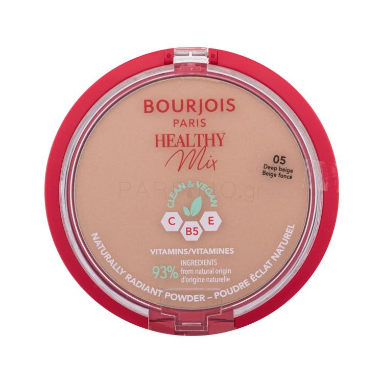 BOURJOIS Paris Healthy Mix Clean &amp; Vegan Naturally Radiant Powder Πούδρα για γυναίκες 10 gr Απόχρωση 05 Deep Beige