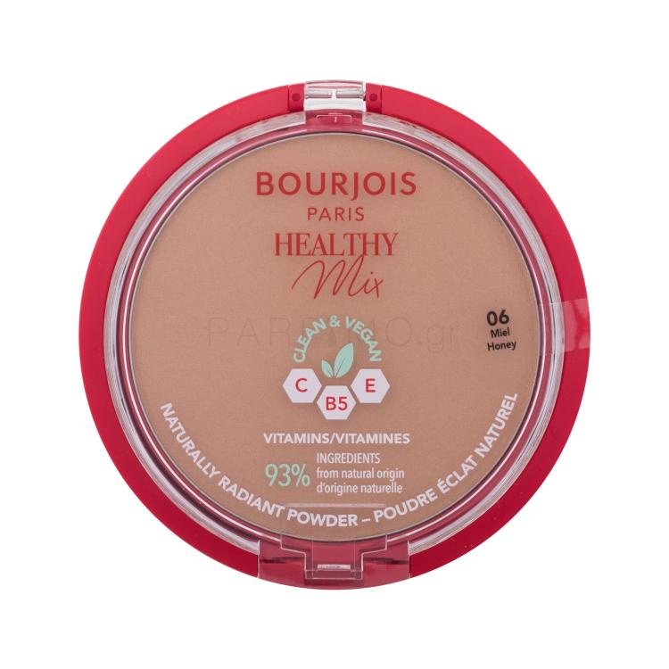 BOURJOIS Paris Healthy Mix Clean &amp; Vegan Naturally Radiant Powder Πούδρα για γυναίκες 10 gr Απόχρωση 06 Honey