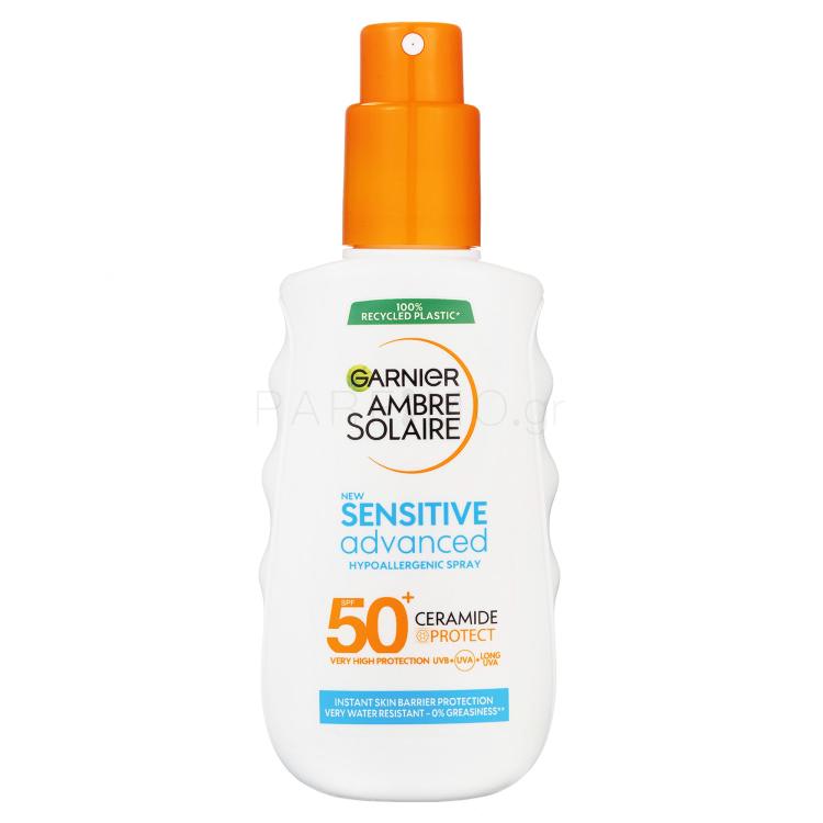 Garnier Ambre Solaire Sensitive Advanced Hypoallergenic Spray SPF50+ Αντιηλιακό προϊόν για το σώμα 150 ml